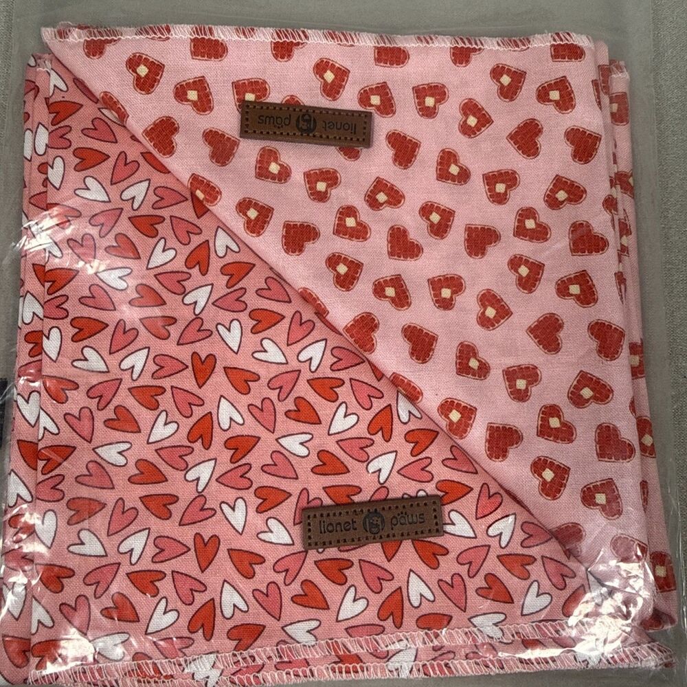 Lionet Paws Dog Bandana for Large Dogs Triangular Valentines Day Red Hearts